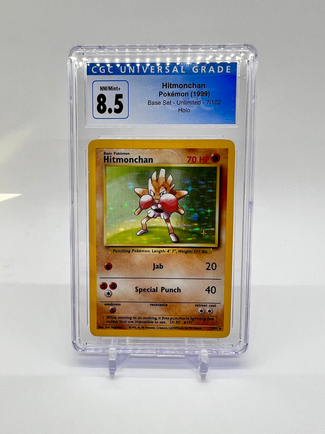 Hitmonchan, Base Set Unlimited, English Pokemon - Graded Card